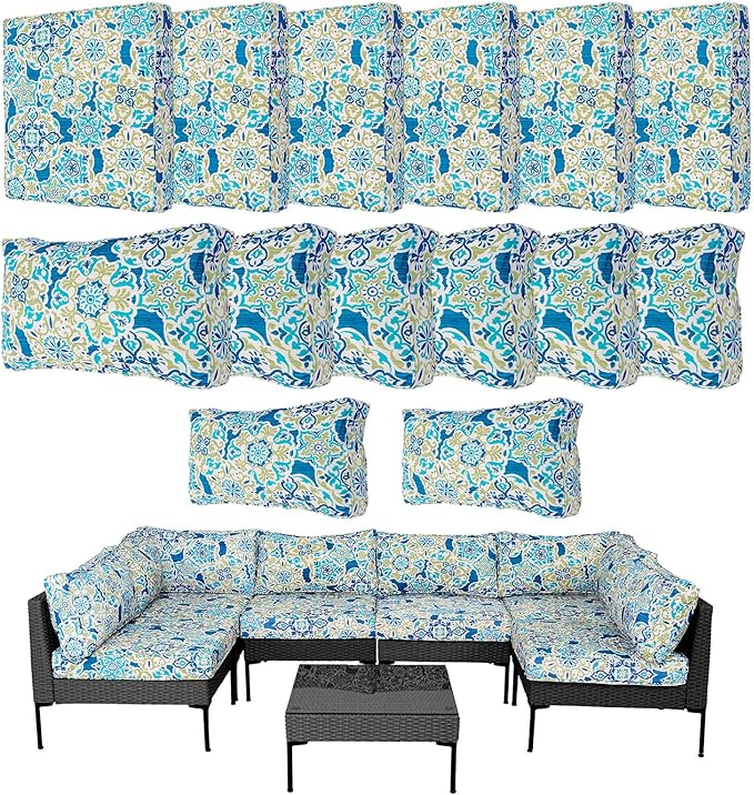 14Pcs Outdoor Cushion Covers Replacement Washable Waterproof UV w/Zipper by Frxeyaliz