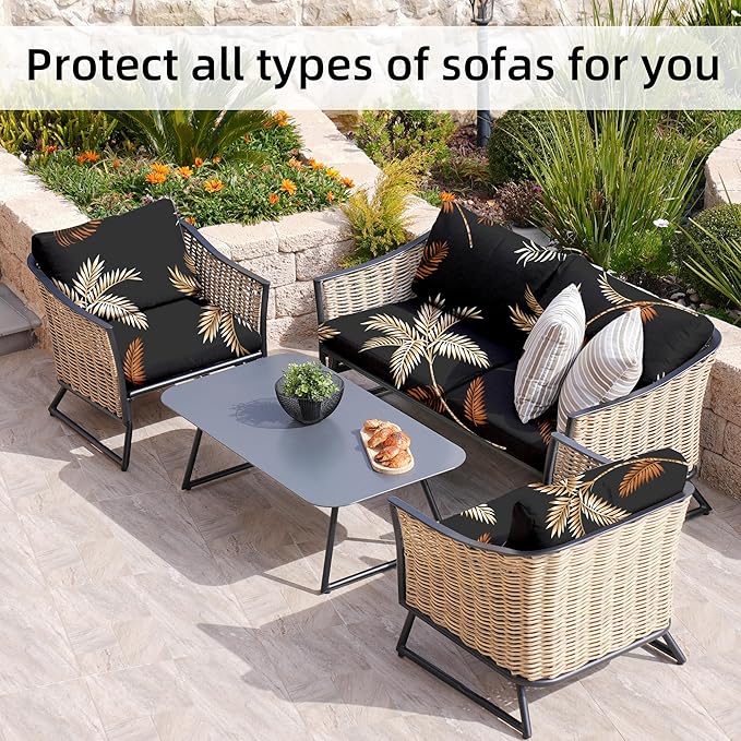 8Pcs Stretch Patio Cushion Covers, Outdoor Couch Covers Replacement, Outdoor - Image 5