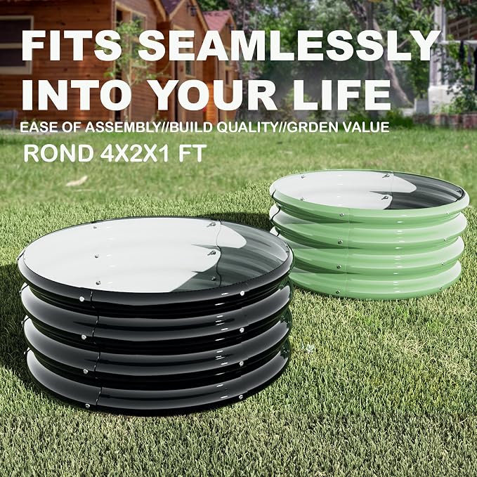 2Pcs 2X2X1ft Round Raised Garden Bed Kit, Galvanized Raised Garden Beds Outdoor - Image 2