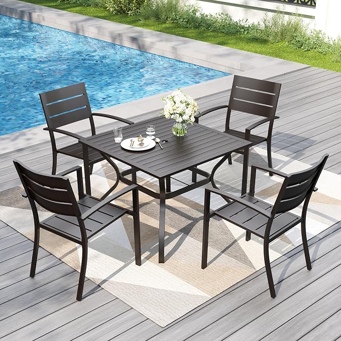 PHI VILLA 5 Pieces Outdoor Patio Dining Set by PHIVILLAThepioneerofcomfortablehouseholdsupplies