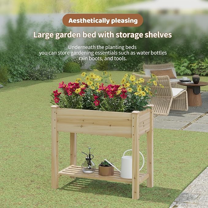 FILWH Raised Garden Bed with Legs Elevated Wooden Planter Box Stand Large - Image 2