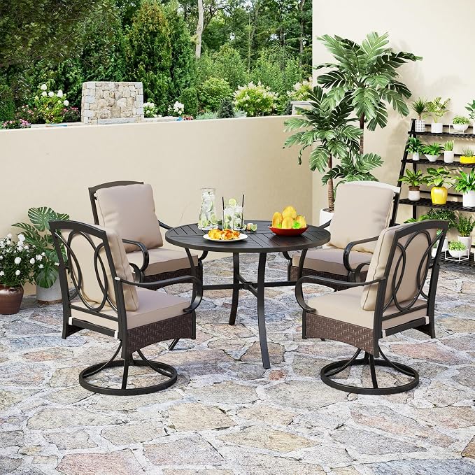 PHI VILLA 5-Piece Outdoor Dining Sets, All-Weather Patio Table and Chairs Set - Image 9