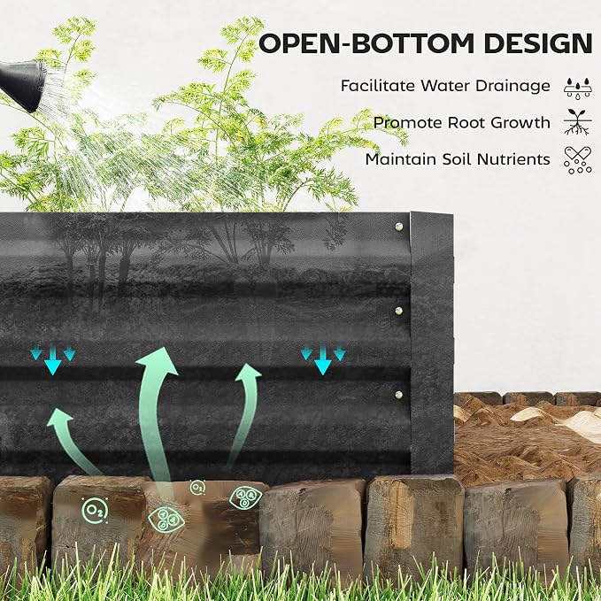 Outsunny Galvanized Raised Garden Bed, - Image 3