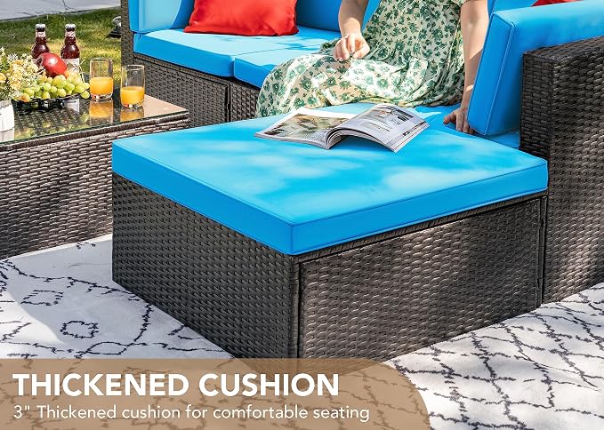 Devoko 5 Pieces Patio Furniture Sets All Weather Outdoor Sectional Patio Sofa - Image 3