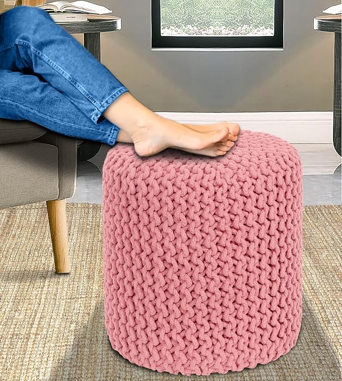 COTTON CRAFT Braided Round Pouf - Image 2