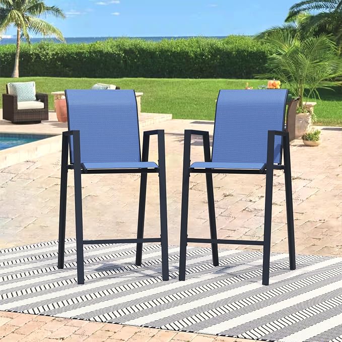 Outdoor Bar Stools Set of 2, Bar Height Chairs - Image 9
