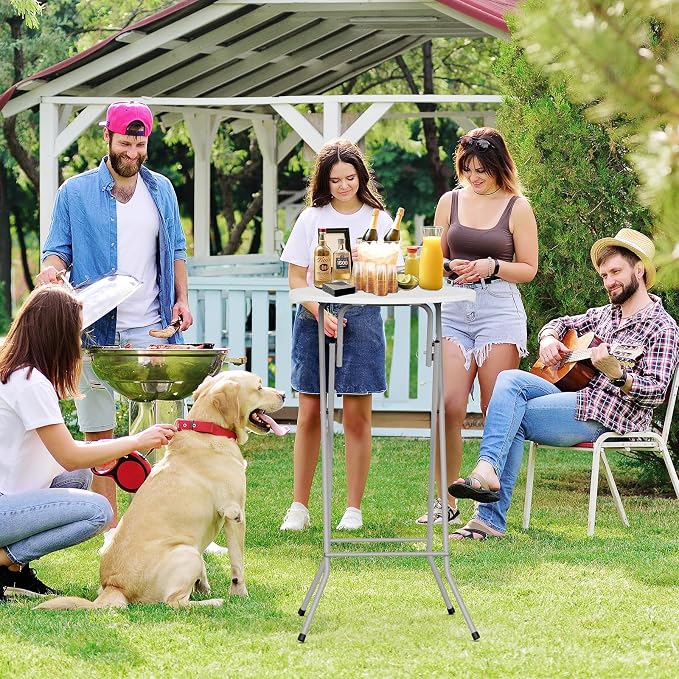 VINGLI 24" Plastic Folding Round Table Bar Height, HDPE Matrial - Image 2