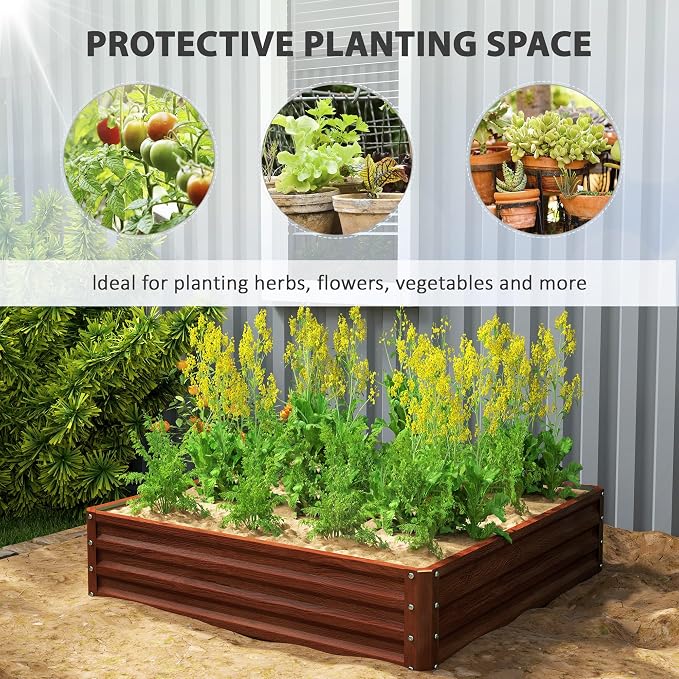 Outsunny Galvanized Raised Garden Bed, - Image 3