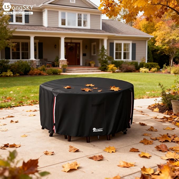 Round Patio Furniture Covers, 600D Heavy Duty Waterproof Outdoor Furniture Cover - Image 7