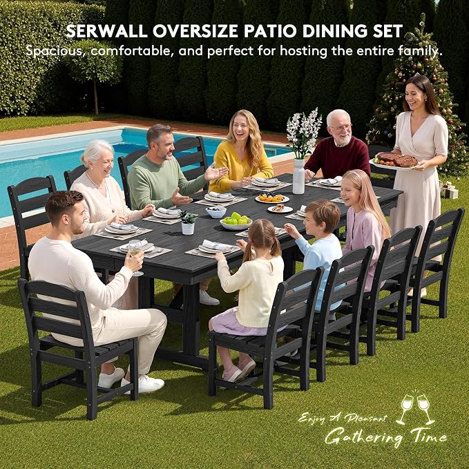 SERWALL Outdoor Dining Chairs Set of 4, All-Weather HDPE Patio Chair - Image 5