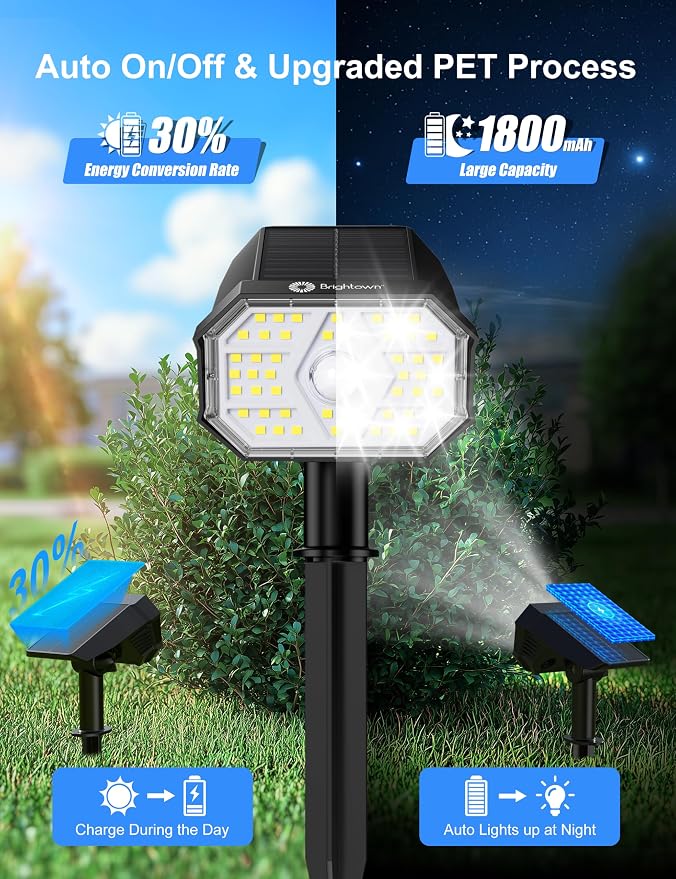 Brightown 6 Pack Solar Motion Lights Outdoor Waterproof, Motion Sensor Spot - Image 3
