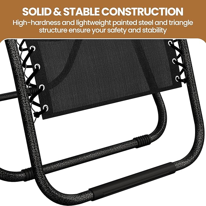 Yaheetech 26" Zero Gravity Recliners Outdoor Adjustable Folding Reclining - Image 5