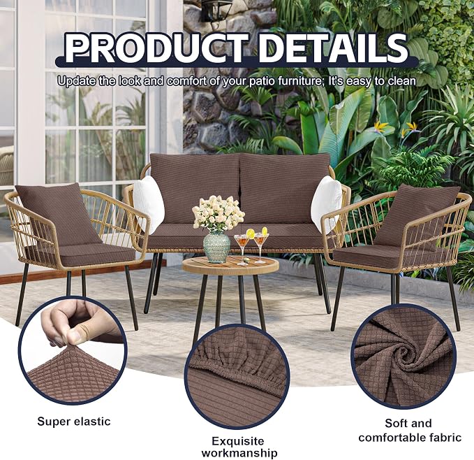 8Pcs Patio Cushion Covers, Outdoor Cushions Covers, Stretch Cushion Covers - Image 3