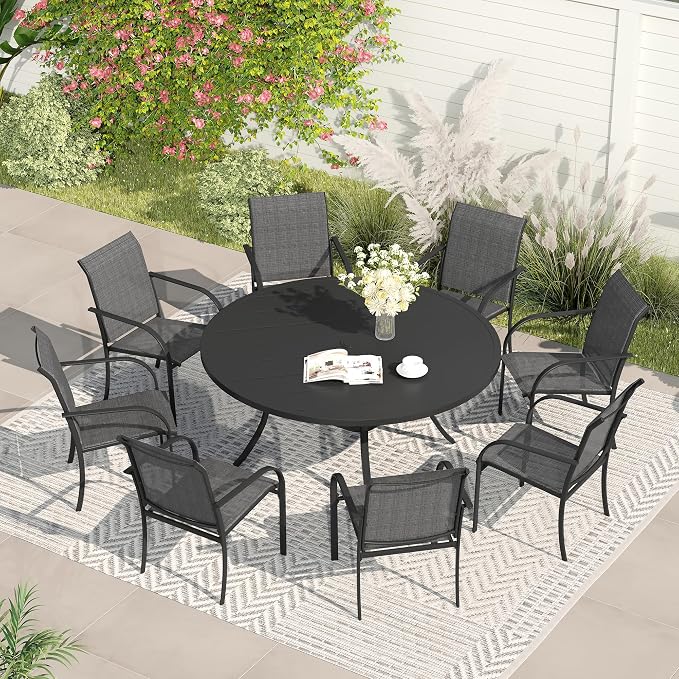 VICLLAX Patio Dining Set for 8, Outdoor Furniture Set Includes 53" Round Patio by HOME