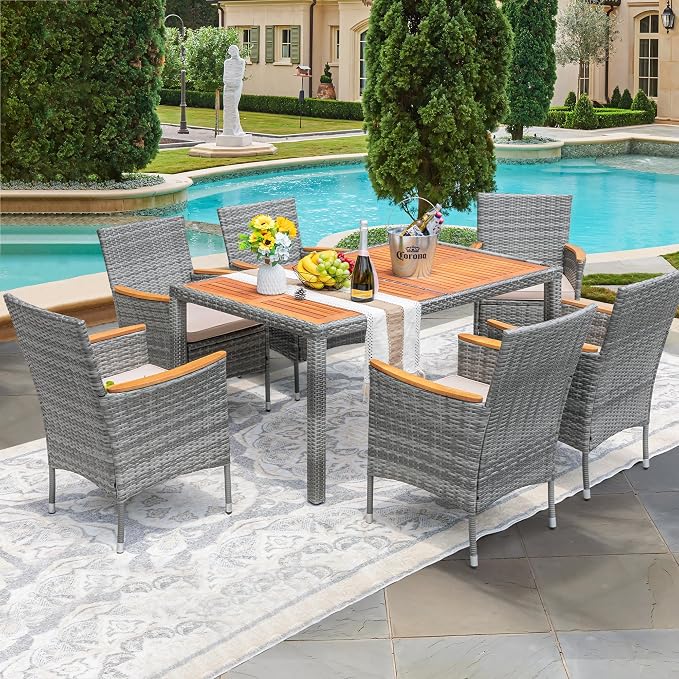 Devoko Dining 7 PCS Furniture, Patio Conversation Set - Image 2
