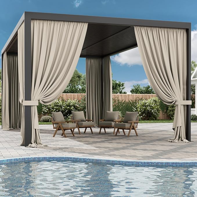 Gazebo Universal Replacement Privacy Curtain, 4-Panels Sidewall Curtains - Image 6