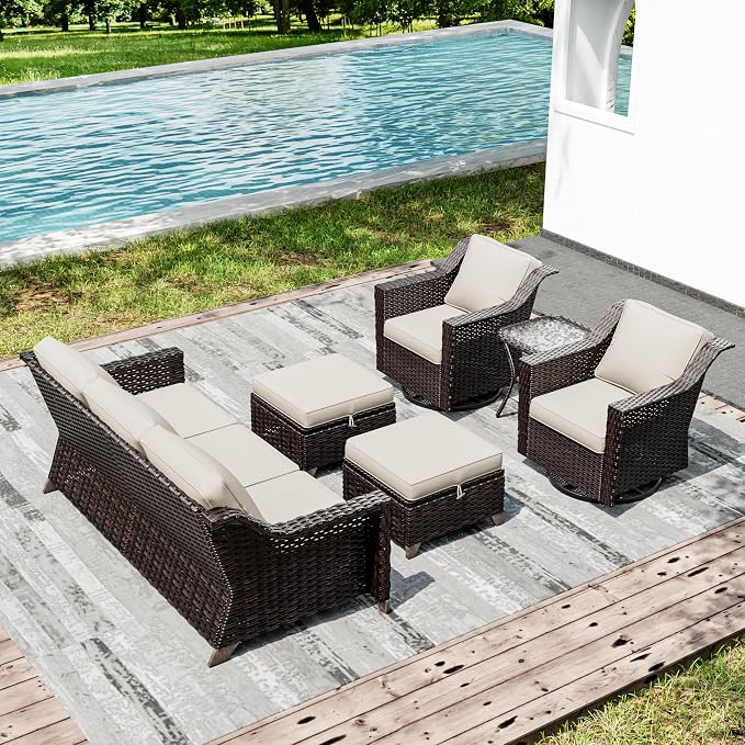 Joyside Wicker Patio Furniture Sets, 6 Pieces Upgraded Large Size Outdoor - Image 7