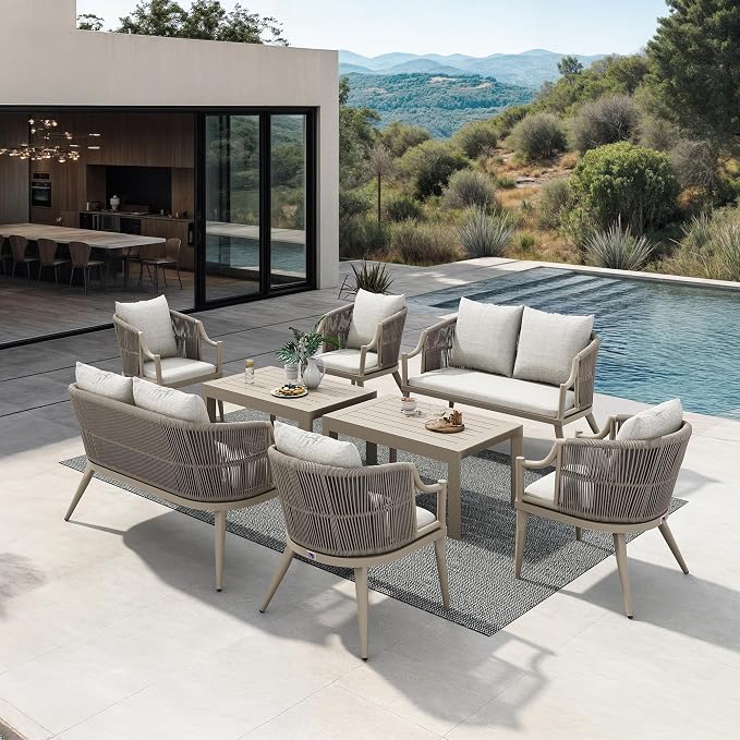 PURPLE LEAF 8-Pieces Wicker Patio Conversation Sets Outdoor Rattan Sofa Patio by Unknown