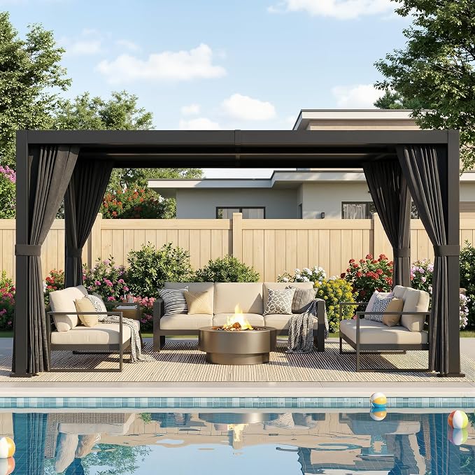 10' x 13' Louvered Pergola, Metal Patio Pergola by Sumshadow