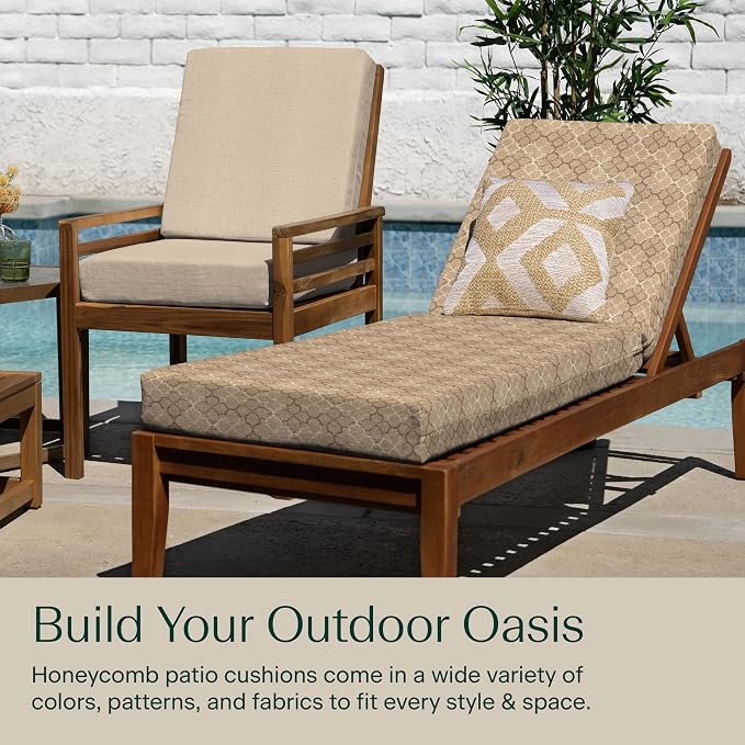 Honeycomb Outdoor Heritage Chaise 21.5 x 70, Courtyard Geo Chaise Lounge Cushion - Image 3