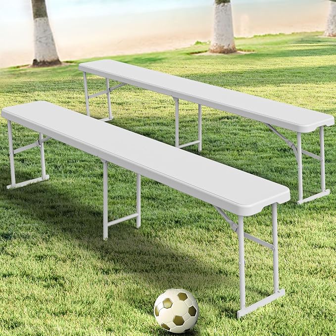 YITAHOME 6FT Folding Bench 2 Pack, HDPE Portable Bench by YITAHOME