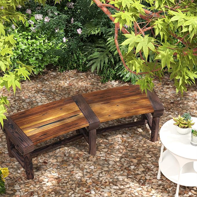 Outsunny Wooden Garden Bench, Semicircular Round Outdoor Tree Bench, Wrap - Image 9