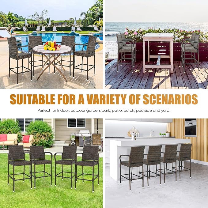 Nova Microdermabrasion Wicker Barstool Outdoor Patio Furniture Bar Stools All - Image 8