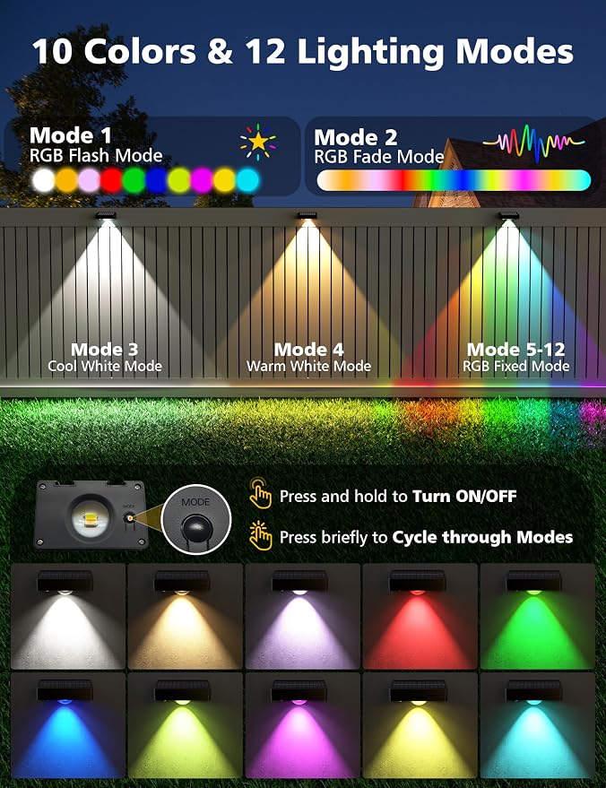 VOLISUN Solar Fence Lights, Fence Lights Solar Powered, IP65 Waterproof LED - Image 2