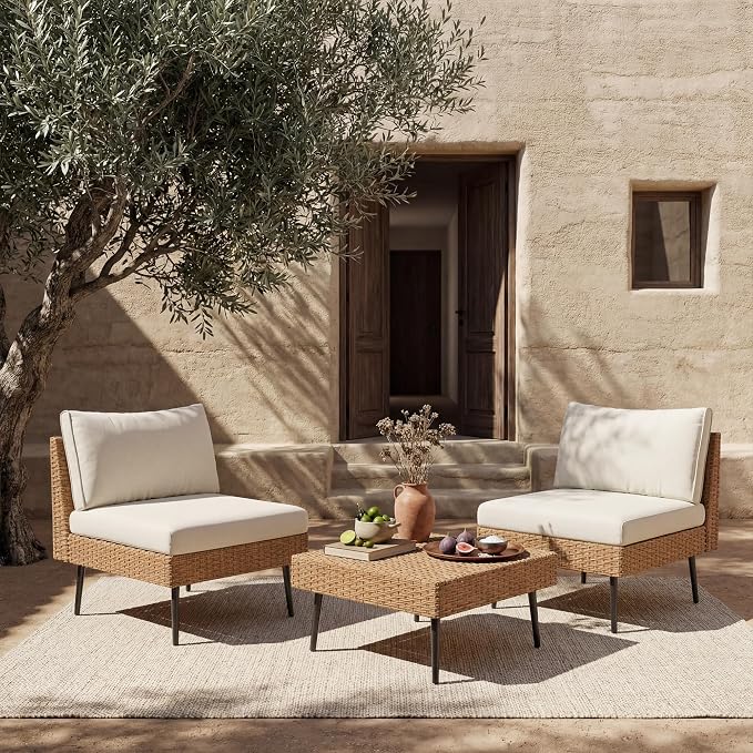 ENSTVER 3-Piece Dual-Strand Wicker Outdoor Sectional, Premium Outdoor Sofa by ENSTVER