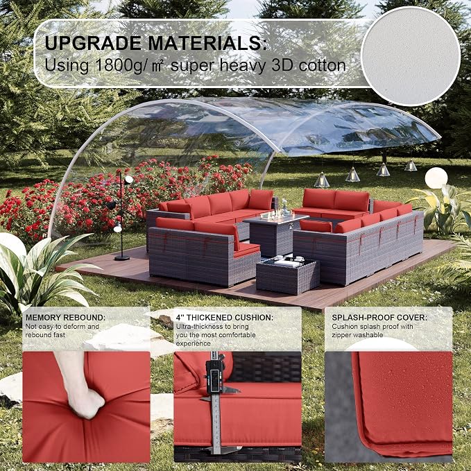 Kullavik 15 Pieces Outdoor Patio Furniture Set - Image 4