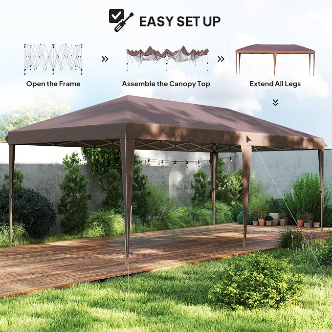 Outsunny 10' x 20' Pop Up Canopy Tent, Upgraded Heavy Duty Tents - Image 3