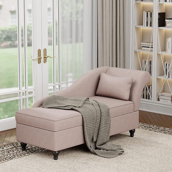Yongqiang Indoor Storage Chaise Lounge Upholstered Fabric Lounge Chair Living - Image 5
