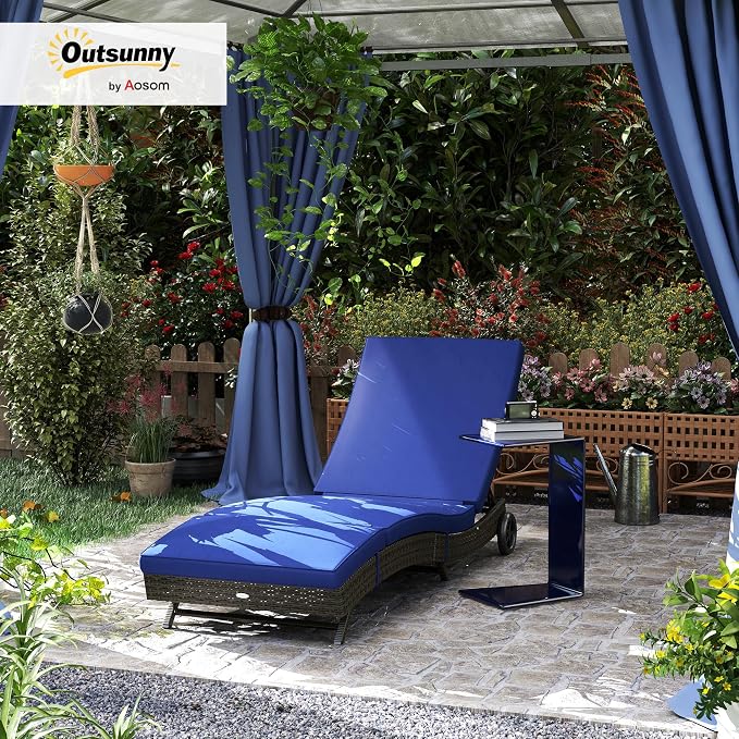 Outsunny Wicker Chaise Lounge Chair Outdoor - Image 2