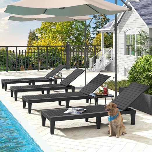 DWVO Outdoor Chaise Lounge, Pool Lounge Chair Set of 2 w/ 5-Level Backrest - Image 8