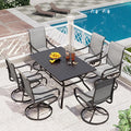 PHI VILLA Patio Dining Set for 6, Large Metal Table and 6 Outdoor Swivel Dining by PHIVILLAThepioneerofcomfortablehouseholdsupplies