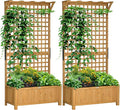 Outsunny Wood Planter with Trellis, Raised Garden Bed by Outsunny