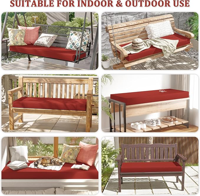 Premium Outdoor Bench Cushions for Patio Furniture 3.5inches Memory Foam Bench - Image 6