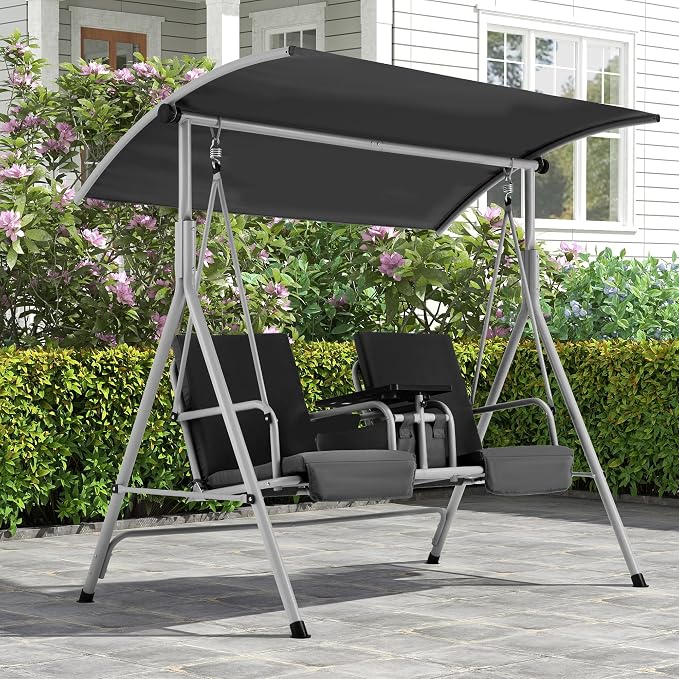 HOMREST 2 Seat Outdoor Porch Swing, Patio Swing by HOMREST