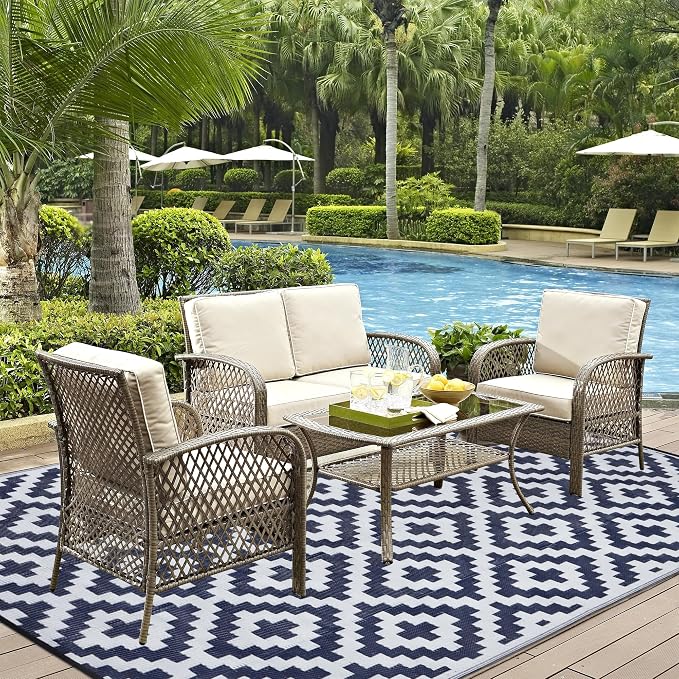 SAND MINE Reversible Mats, Plastic Straw Rug, Modern Area Rug, Large Floor Mat - Image 6