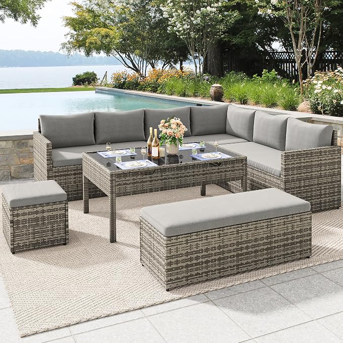 YITAHOME 9-Piece Patio Furniture Set, All-Weather Wicker Outdoor Sectional Sofa - Image 9
