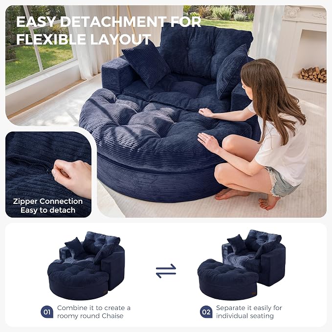 MAXYOYO Modular Sectional Chaise Lounge Sofa, Round Upholstered Lounge Chair - Image 8