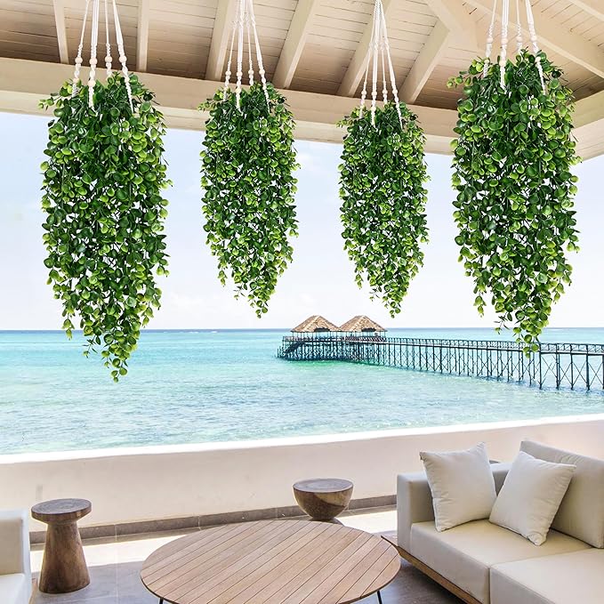 Waipfaru 8Pcs Fake Hanging Plants 2.7ft Fake Plants UV Resistant Fake Vines - Image 6