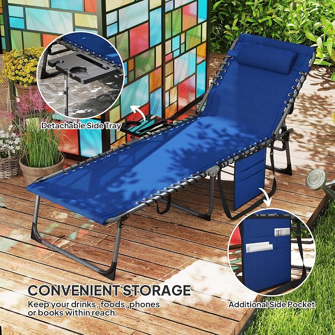 Outsunny Folding Chaise Lounge Chair Outdoor Tanning Chair - Image 6