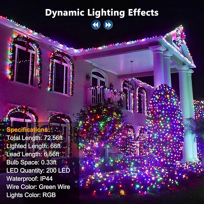 Brizled Color Changing RGB Christmas Lights, 66ft 200 LED Easter String Lights - Image 6