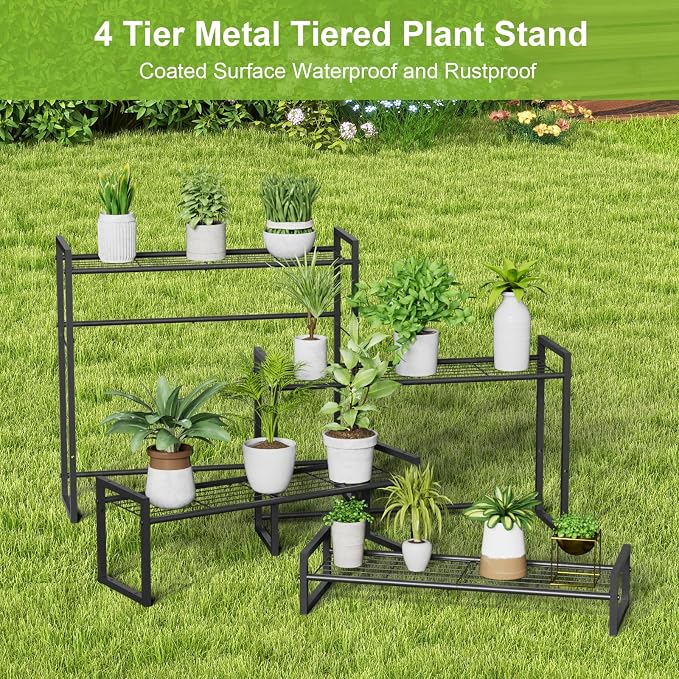 Plant Stand, 4 Tier Stackable Tiered Plant Stand, Scalable Heavy Duty Tall - Image 5