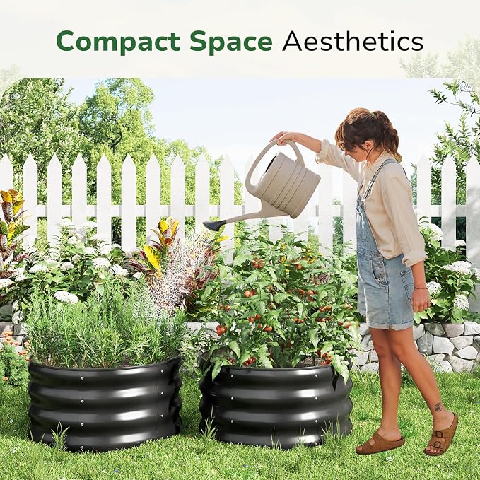 GreatBuddy 2x2x1 ft Round Galvanized Raised Bed, Easy-Assembly Raised Garden Bed - Image 2