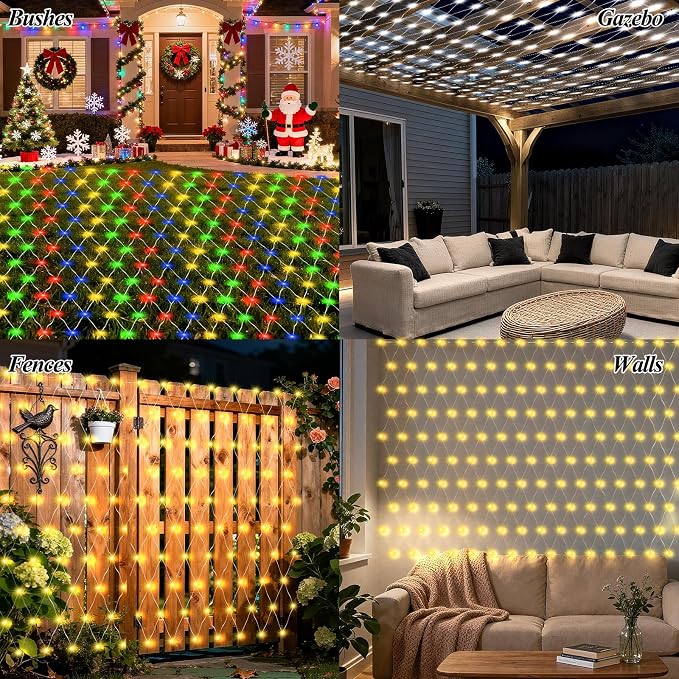 Lovelite 13ft x 13ft Net Lights Outdoor, 400LED Large Gazebo Lights 8 Modes - Image 6