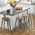Bar Stools Set of 4 Metal Bar Stool Counter Height Bar Stools Sliver, Modern by POINTANT