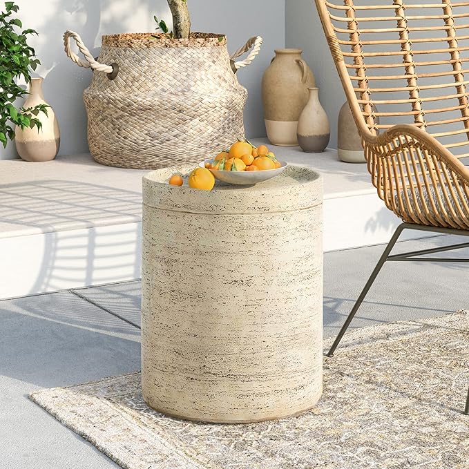 SUNBURY Outdoor Side Tables for Patio, Small Concrete Accent End Table - Image 4