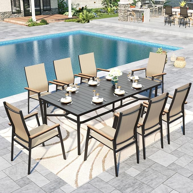 Sophia & William Patio Dining Set 9 Pieces, Patio Table and Chairs Set by SophiaWilliam